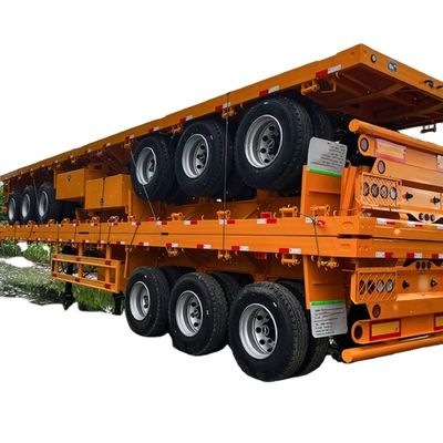 شراء 3 4 محور 40ft 50 طن حاوية سطحية نصف مقطورة النقل نصف مقطورة للبيع online manufacture