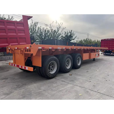 سعر جيد حرارة 20 قدم 40 قدم حاوية النقل 3 محور شقة لوحة نصف مقطورة مع 12.5 * 2.5 * 1.55m 12r22.5 مخصصة الانترنت
